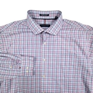 Tommy Hilfiger Mens XL Regular Fit Stretch Wrinkle Resistant Plaid Dress Shirt